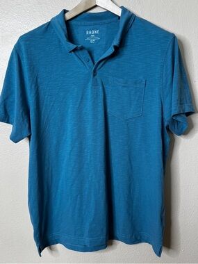 Rhone Men’s Polo Shirt XL Blue Performance Short Sleeve Stretch Athletic Casual